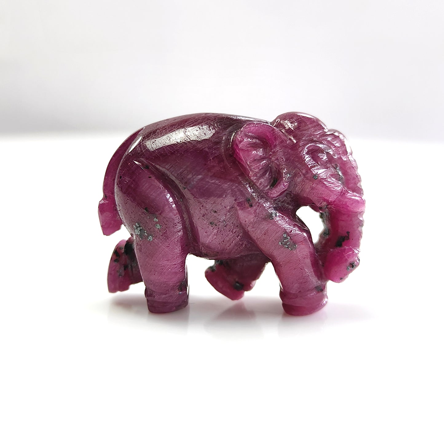 Red Ruby Elephant Carving Gemstone