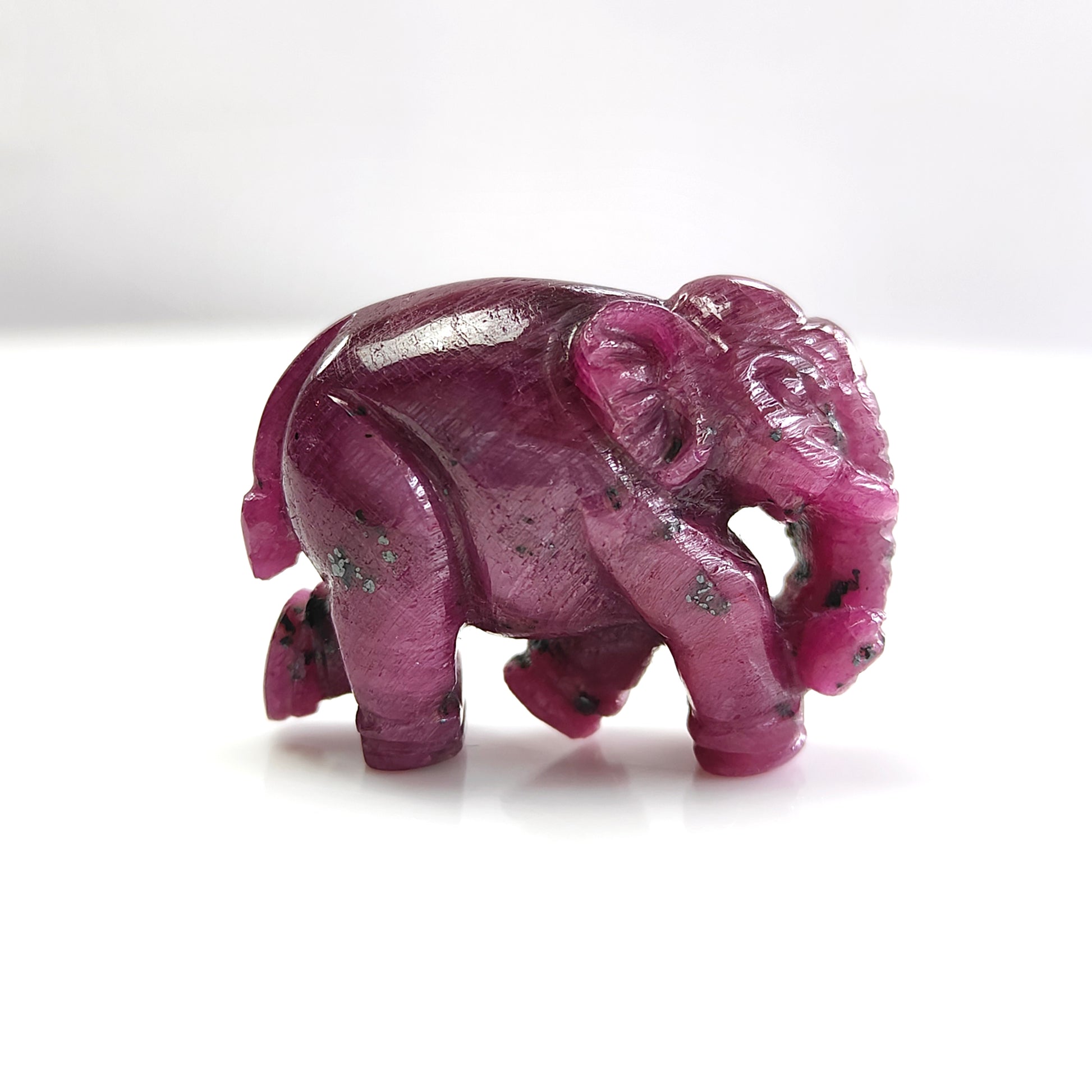 Red Ruby Elephant Carving Gemstone