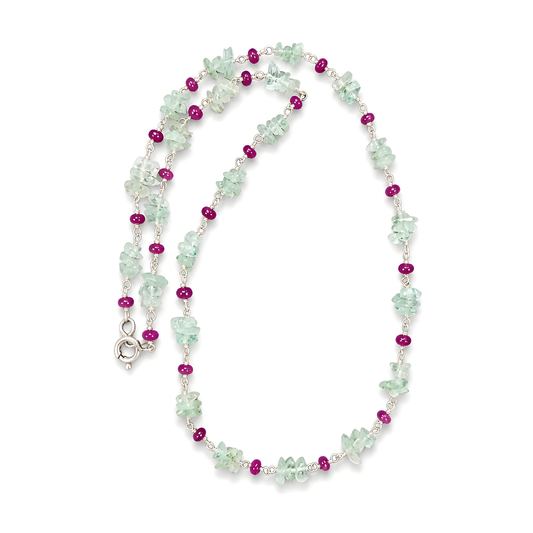 emerald, ruby beads necklace