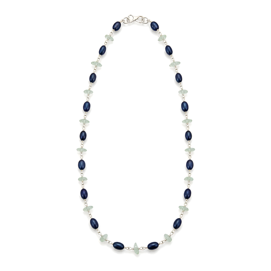 Blue Sapphire, Emerald Beads Necklace