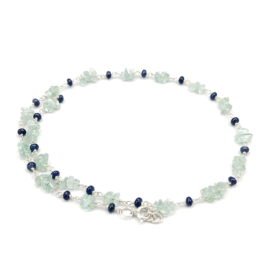 Sapphire Emerald Beads 925 Silver Necklace