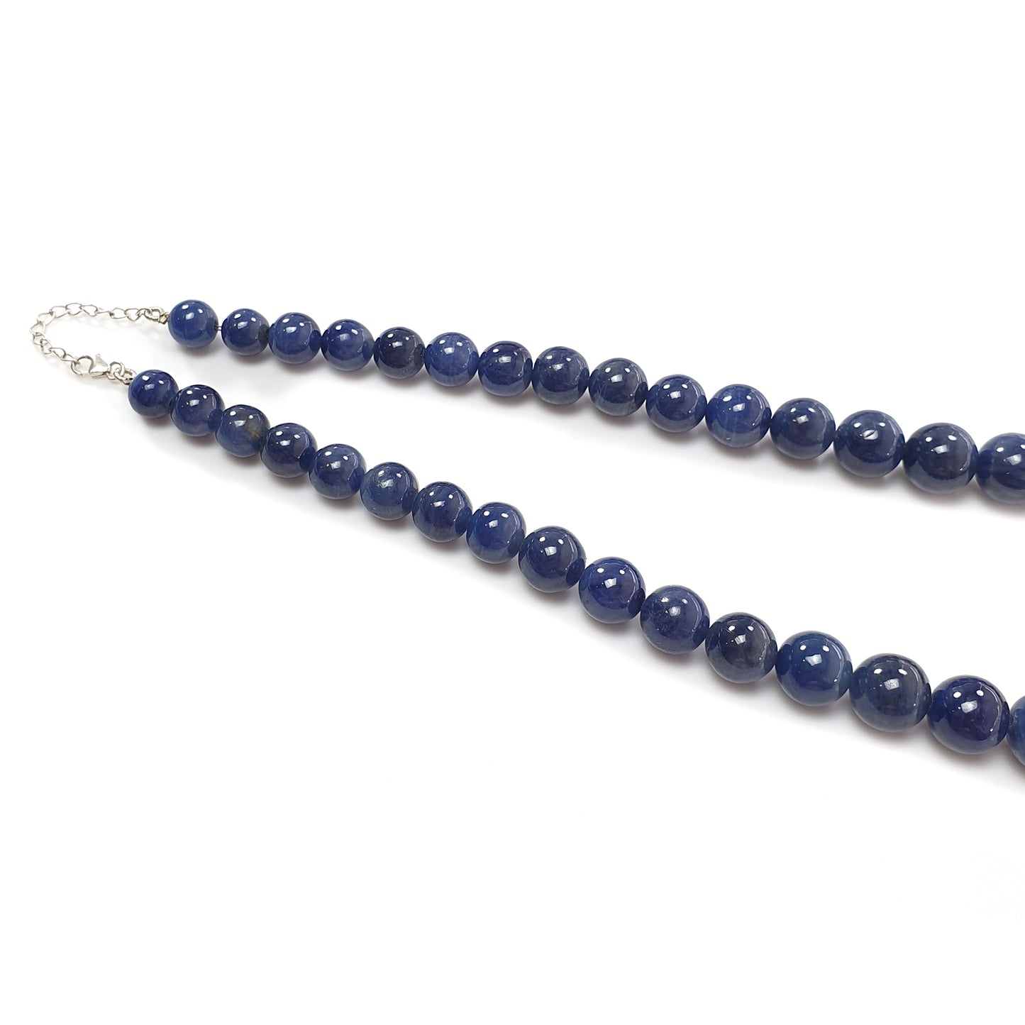 806.00cts 925 Sterling Silver Natural Blue Sapphire Gemstone Plain Round Beads 9mm-18mm 20"