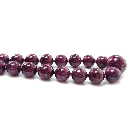 red ruby plain round beads necklace