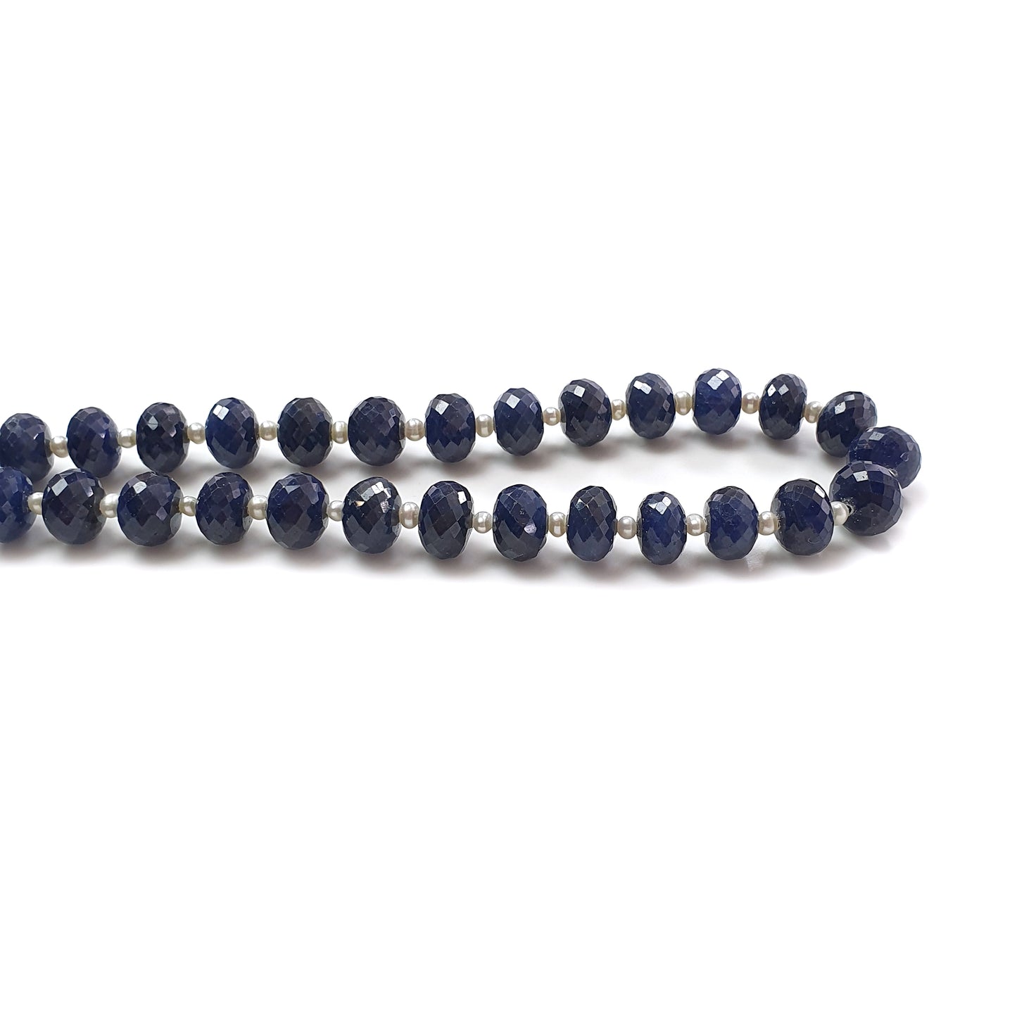 blue sapphire & White pearl Rondelle beads necklace 