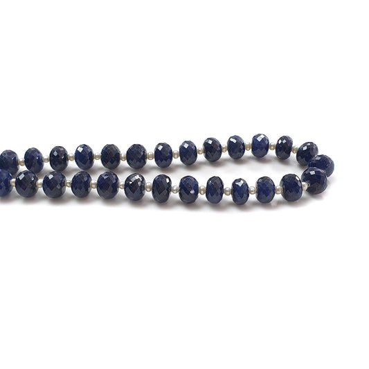 blue sapphire & White pearl Rondelle beads necklace 