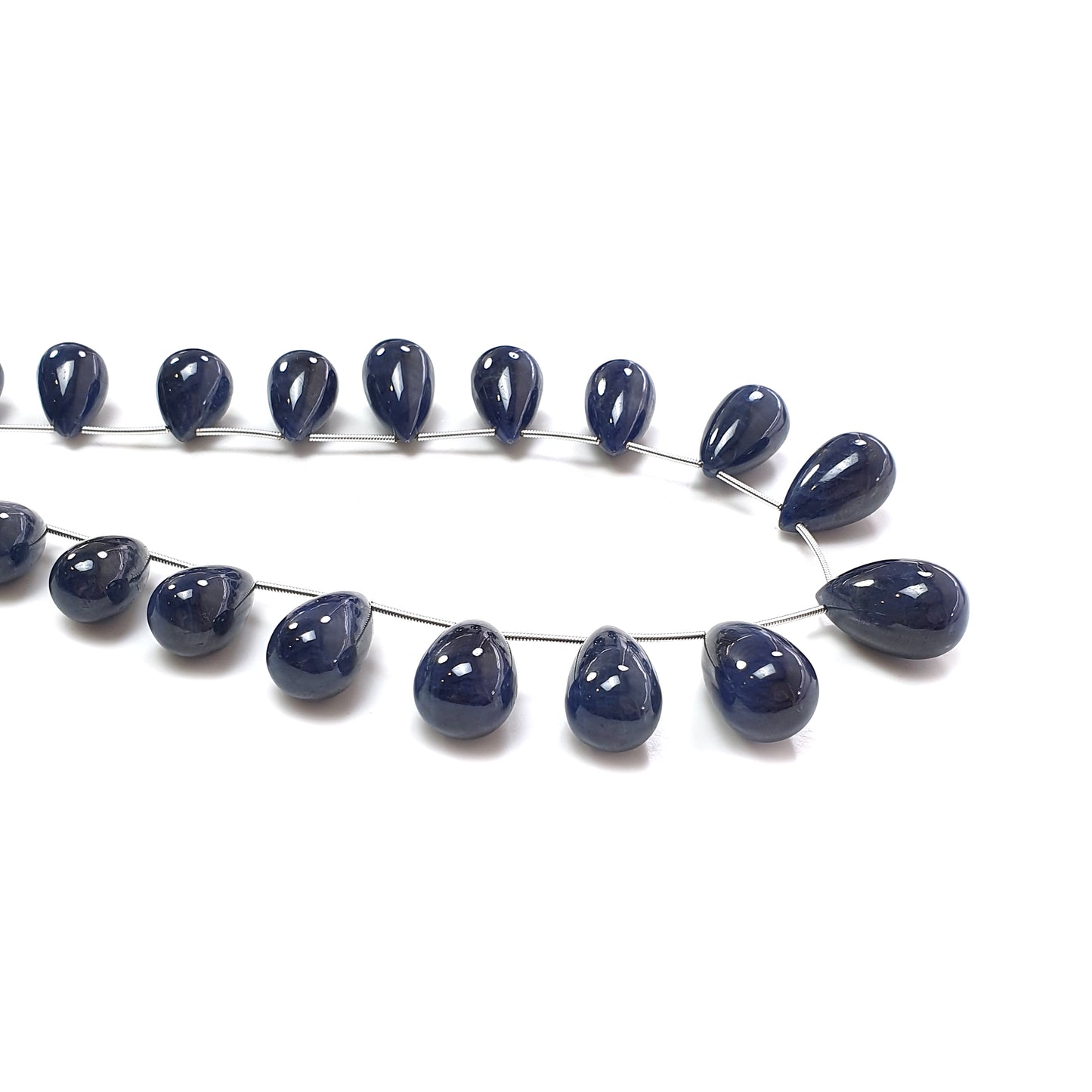 Blue Sapphire Plain Beads Necklace : 649.80cts Natural Sapphire Gemstone Plain Teardrop Beads Necklace 14mm - 22.5mm 20"
