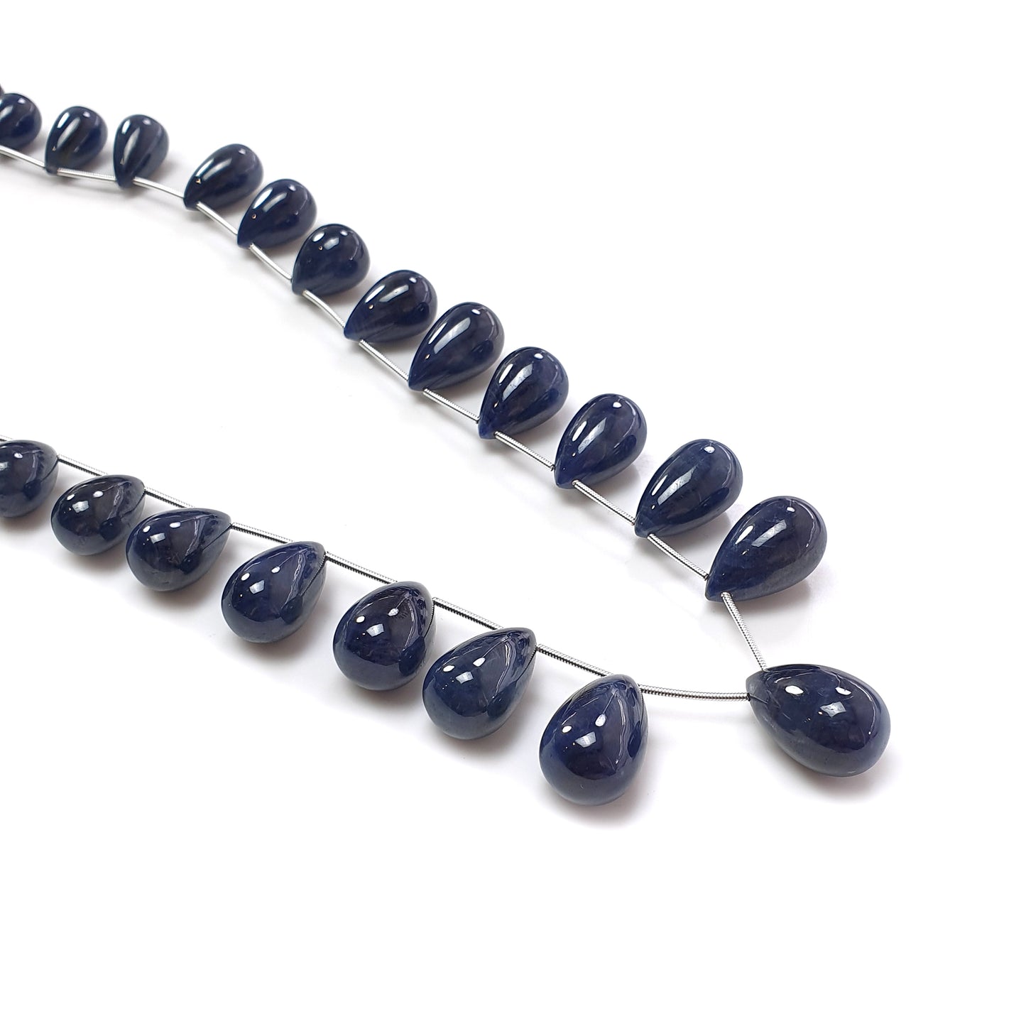 Blue Sapphire Plain Beads Necklace : 649.80cts Natural Sapphire Gemstone Plain Teardrop Beads Necklace 14mm - 22.5mm 20"