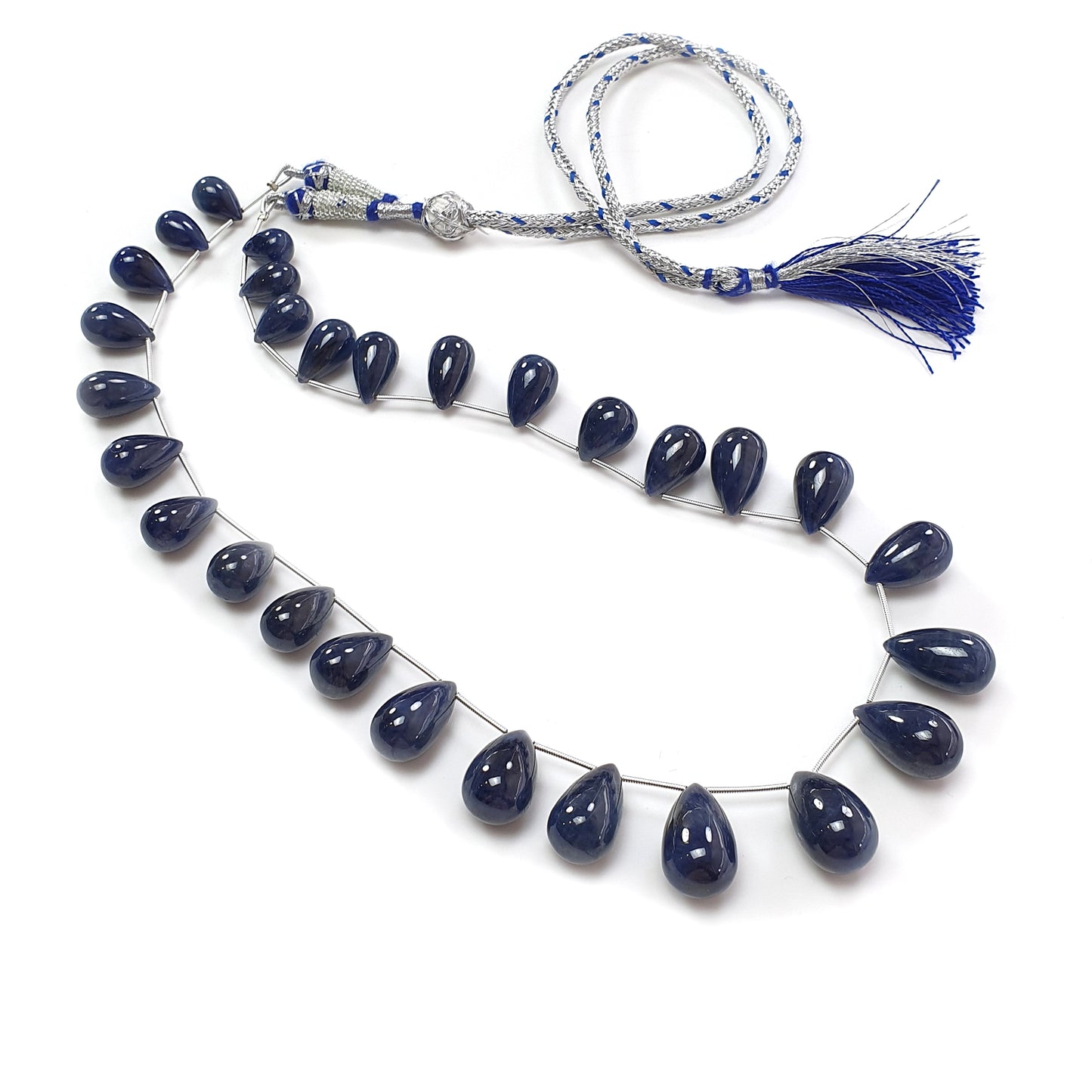 Blue Sapphire Plain Beads Necklace : 649.80cts Natural Sapphire Gemstone Plain Teardrop Beads Necklace 14mm - 22.5mm 20"