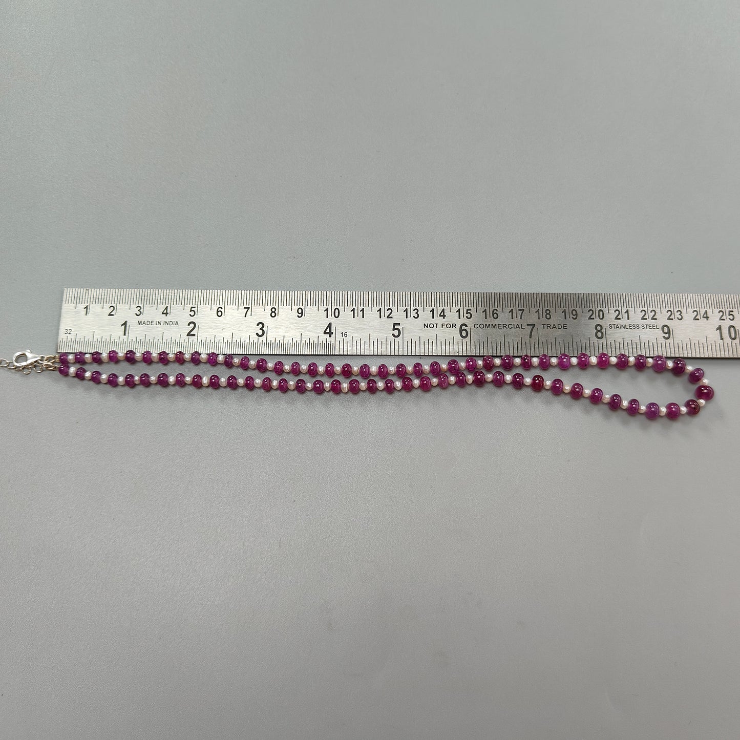 Ruby & White Pearl Gemstone Beads Necklace: 108.75cts 925 Sterling Silver Natural Red Ruby Plain Rondelle Necklace 3mm*4mm - 6.5mm 19"