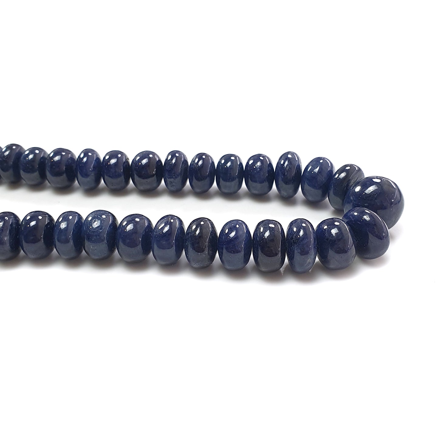 Blue Sapphire Plain Rondelle Brads Necklace