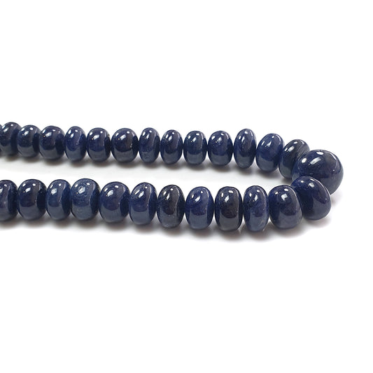 Blue Sapphire Plain Rondelle Brads Necklace