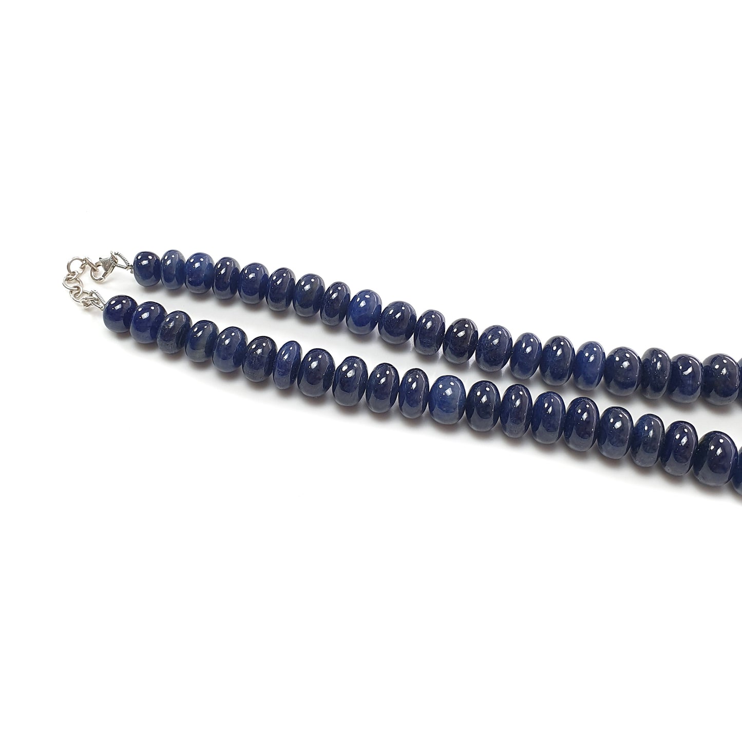 Blue Sapphire Plain Beads Necklace : 1247.50cts 925 Sterling Silver Natural Untreated Blue Sapphire Rondelle Beads 10mm - 19mm 22"