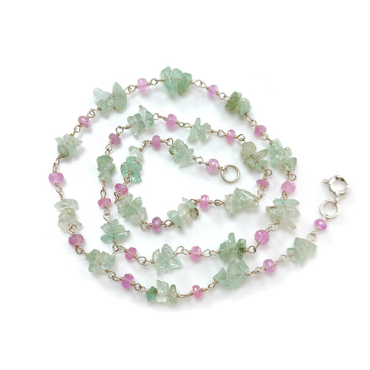 emerald, pink sapphire fancy & round necklace