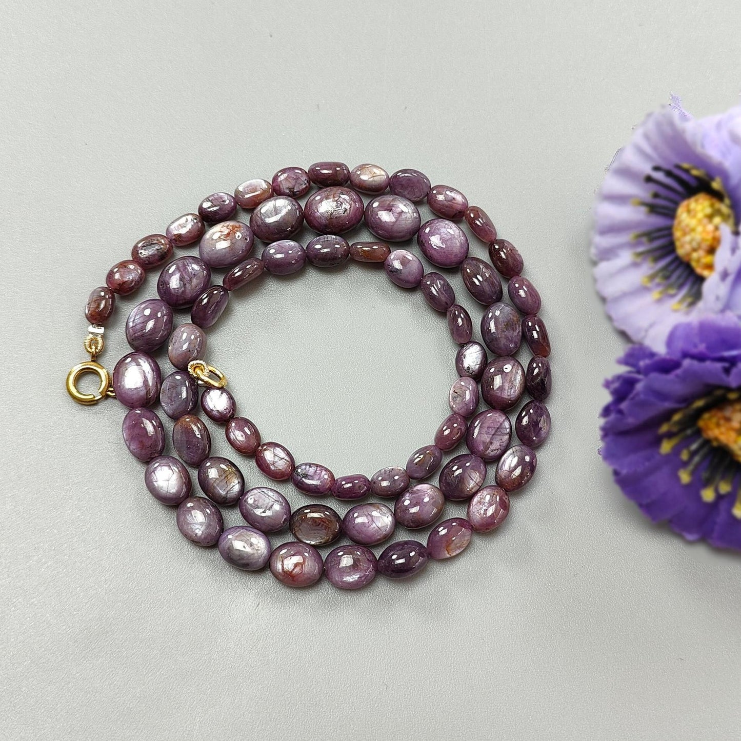 Pink Sapphire Gemstone Beads Necklace: 167.70cts Natural Untreated Raspberry Sheen Sapphire Plain Oval Brass Necklace 7*5mm - 10*8mm 20"