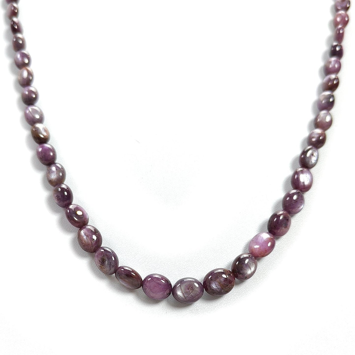 Pink Sapphire Gemstone Beads Necklace: 167.70cts Natural Untreated Raspberry Sheen Sapphire Plain Oval Brass Necklace 7*5mm - 10*8mm 20"