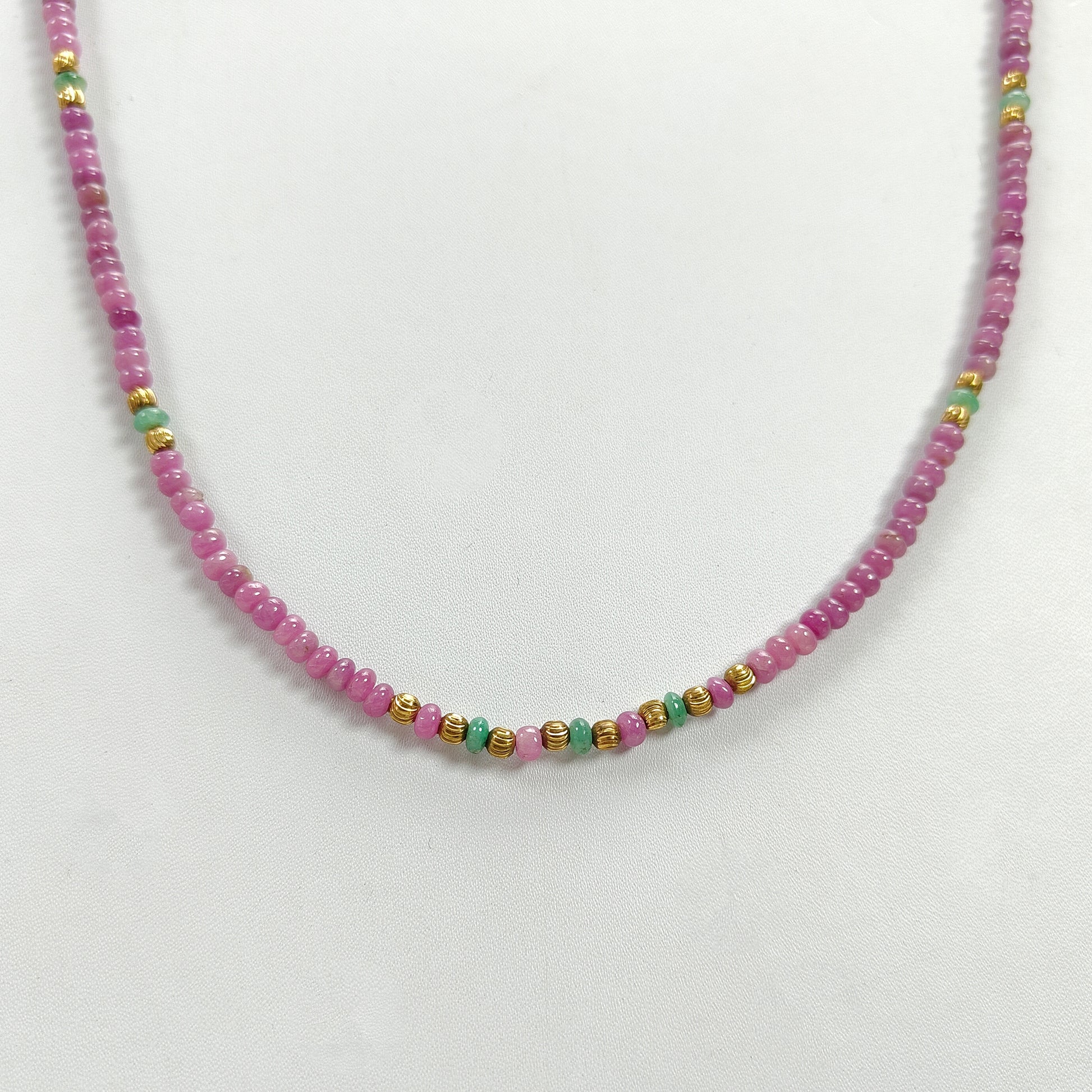 ルビー＆エメラルド プレーン ロンデル 真鍮ネックレス