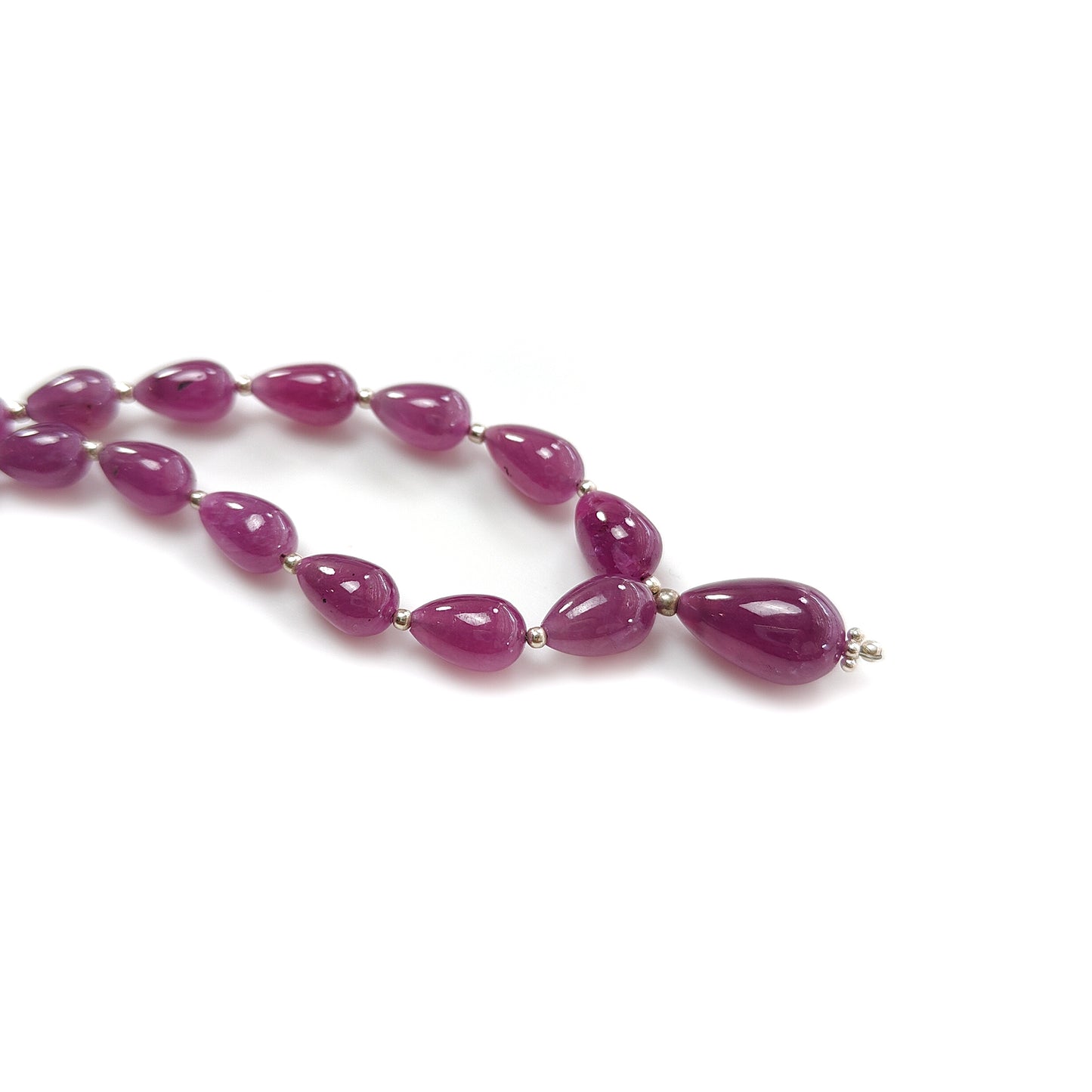 Purple Ruby Plain Teardrop Silver Necklace