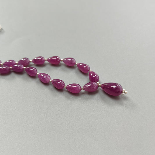 紫色红宝石纯泪珠银项链