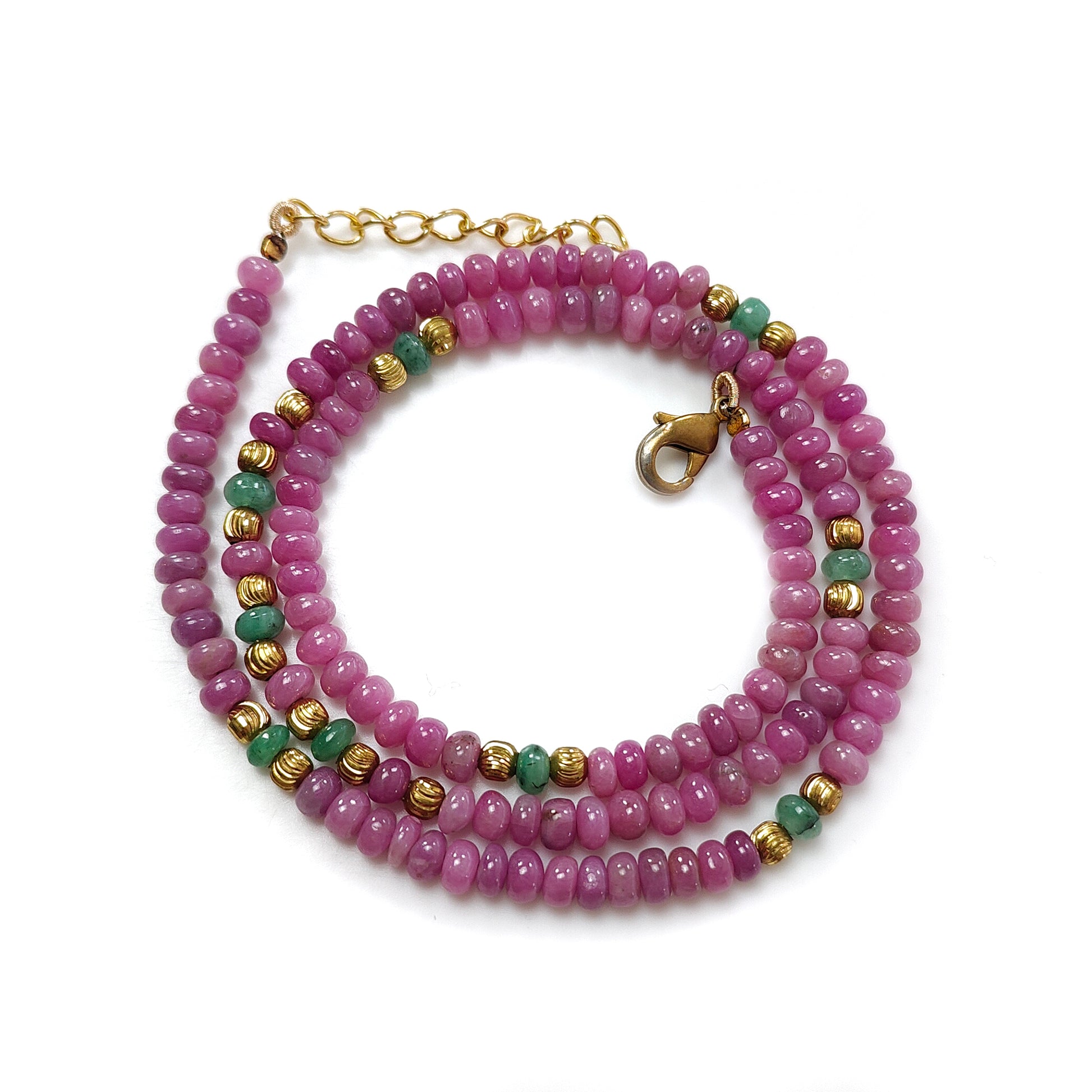 Ruby & Emerald Plain Brass Necklace