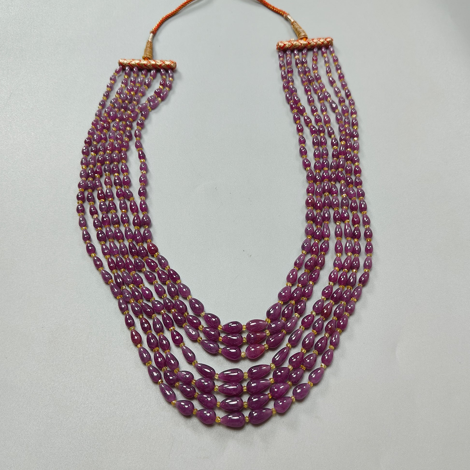 红宝石和蓝宝石素珠项链