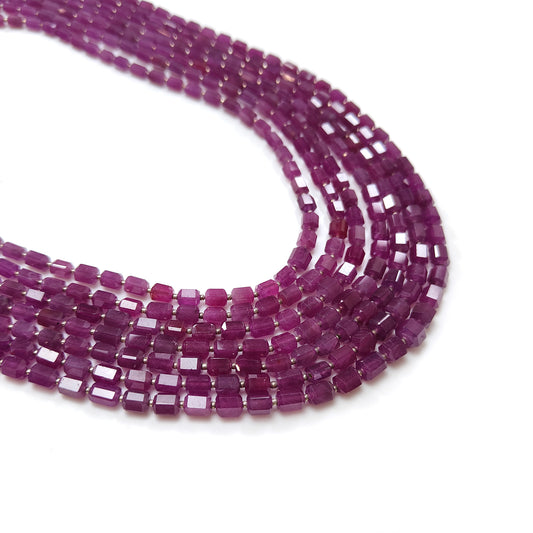 Ruby Plain Pencil Beads Necklace