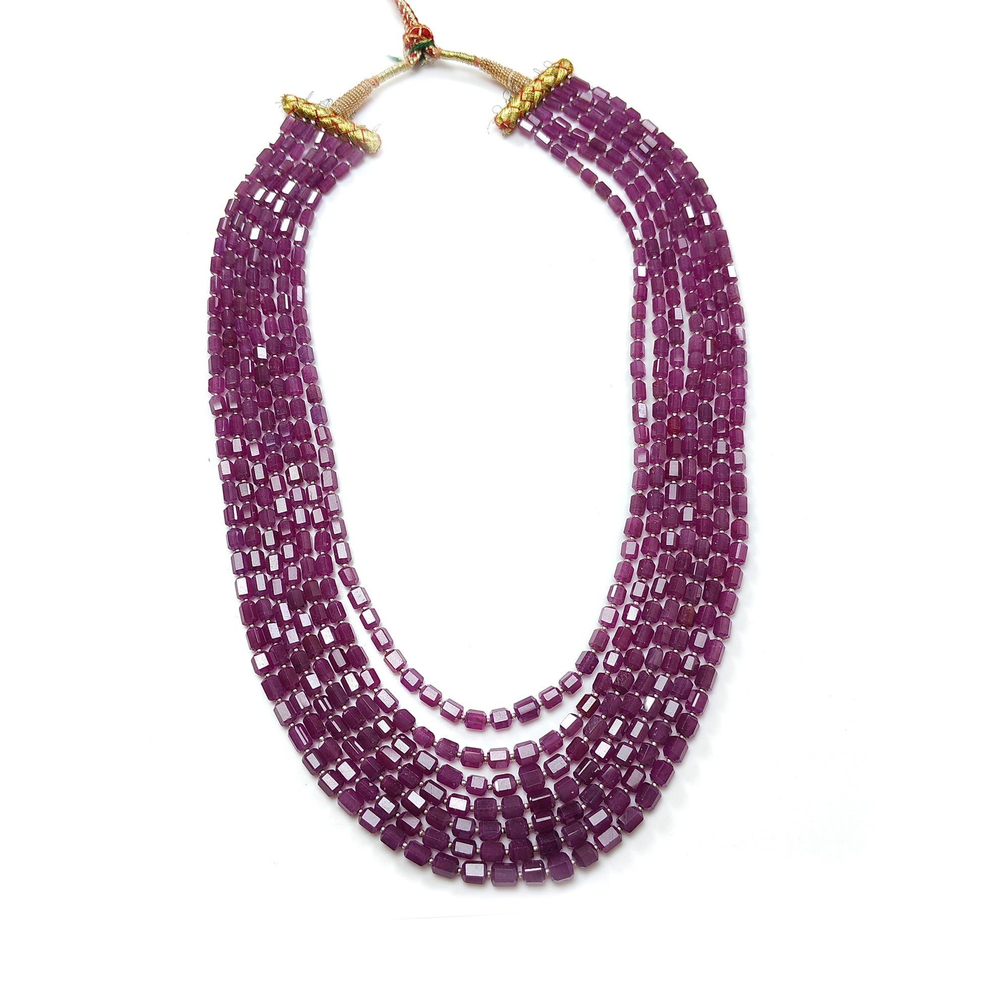 ルビーペンシルビーズネックレス