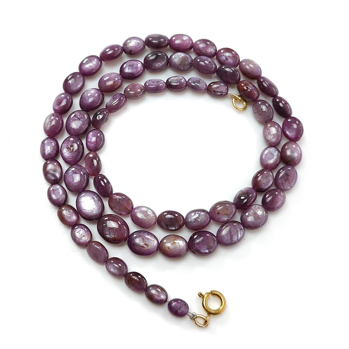Pink Sapphire Gemstone Beads Necklace: 172.00cts Natural Untreated Raspberry Sheen Sapphire Plain Oval Brass Necklace 7*5mm - 10*8mm 21"