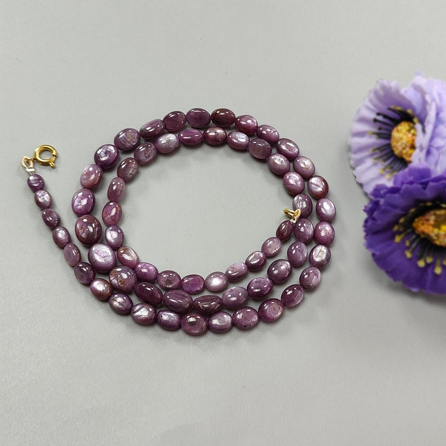 Pink Sapphire Gemstone Beads Necklace: 172.00cts Natural Untreated Raspberry Sheen Sapphire Plain Oval Brass Necklace 7*5mm - 10*8mm 21"