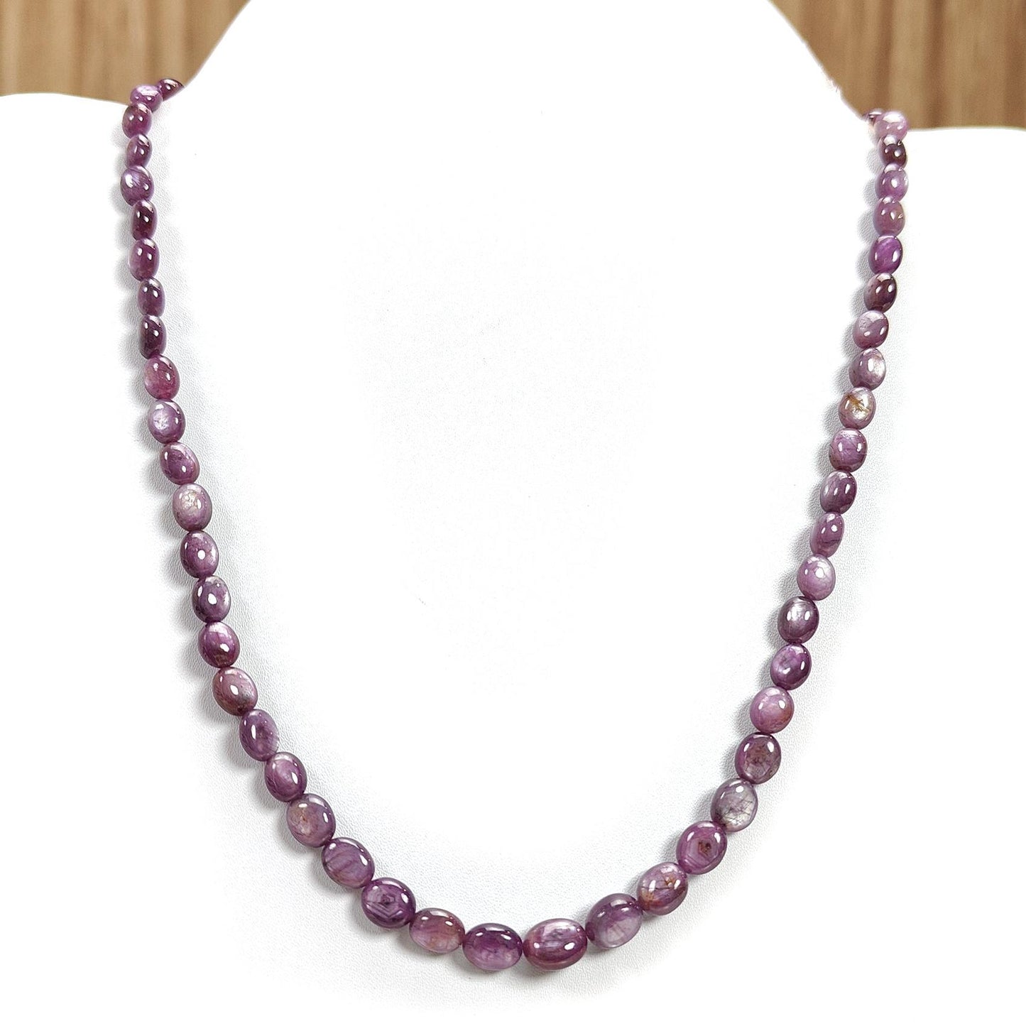 Pink Sapphire Gemstone Beads Necklace: 172.00cts Natural Untreated Raspberry Sheen Sapphire Plain Oval Brass Necklace 7*5mm - 10*8mm 21"