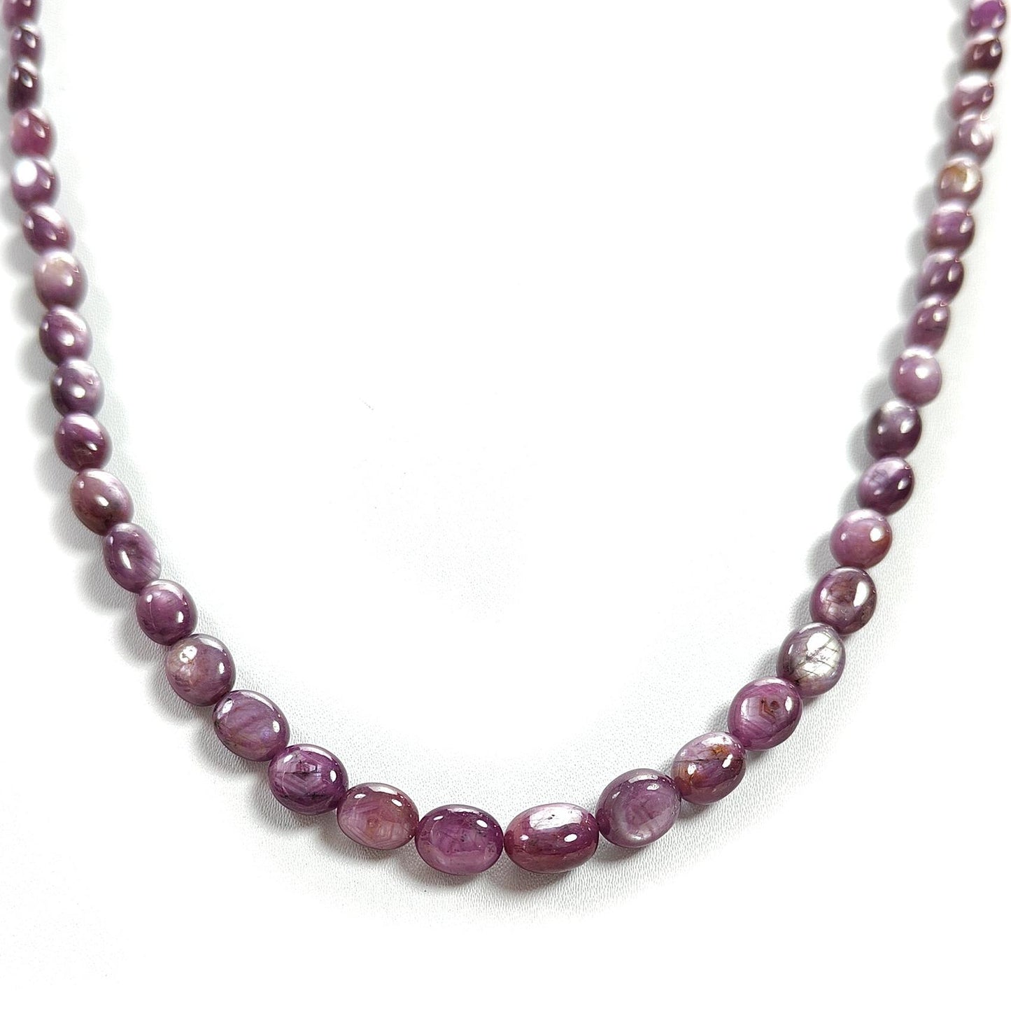 Pink Sapphire Gemstone Beads Necklace: 172.00cts Natural Untreated Raspberry Sheen Sapphire Plain Oval Brass Necklace 7*5mm - 10*8mm 21"