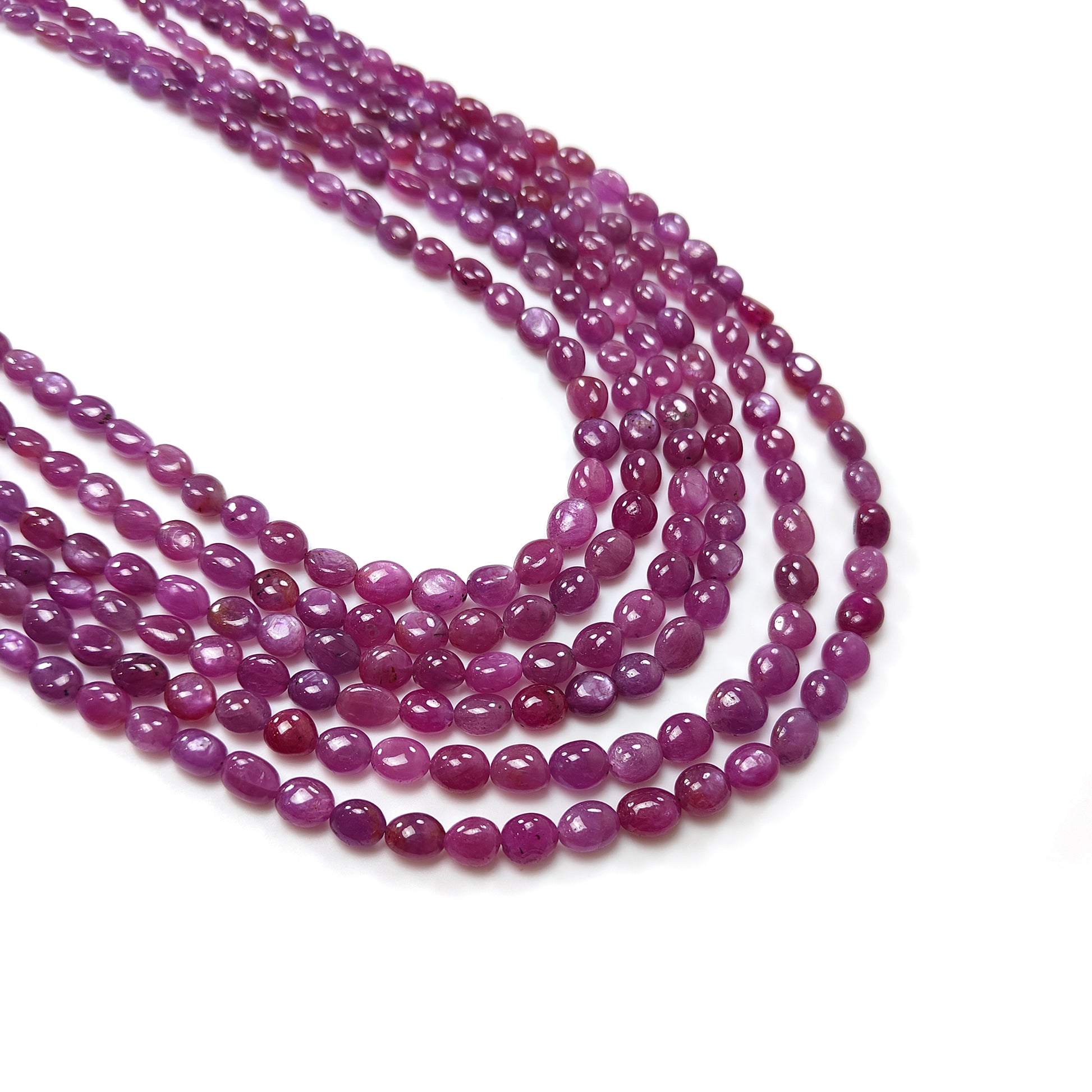 Ruby Plain oval beads Necklace
