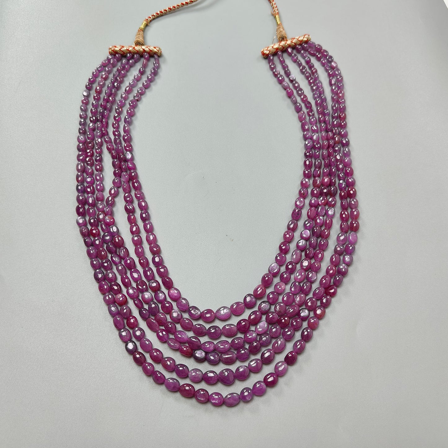200.40gms Red Ruby Natural Untreated Plain Oval Necklace 5*4mm - 9*7mm 18" - 24"