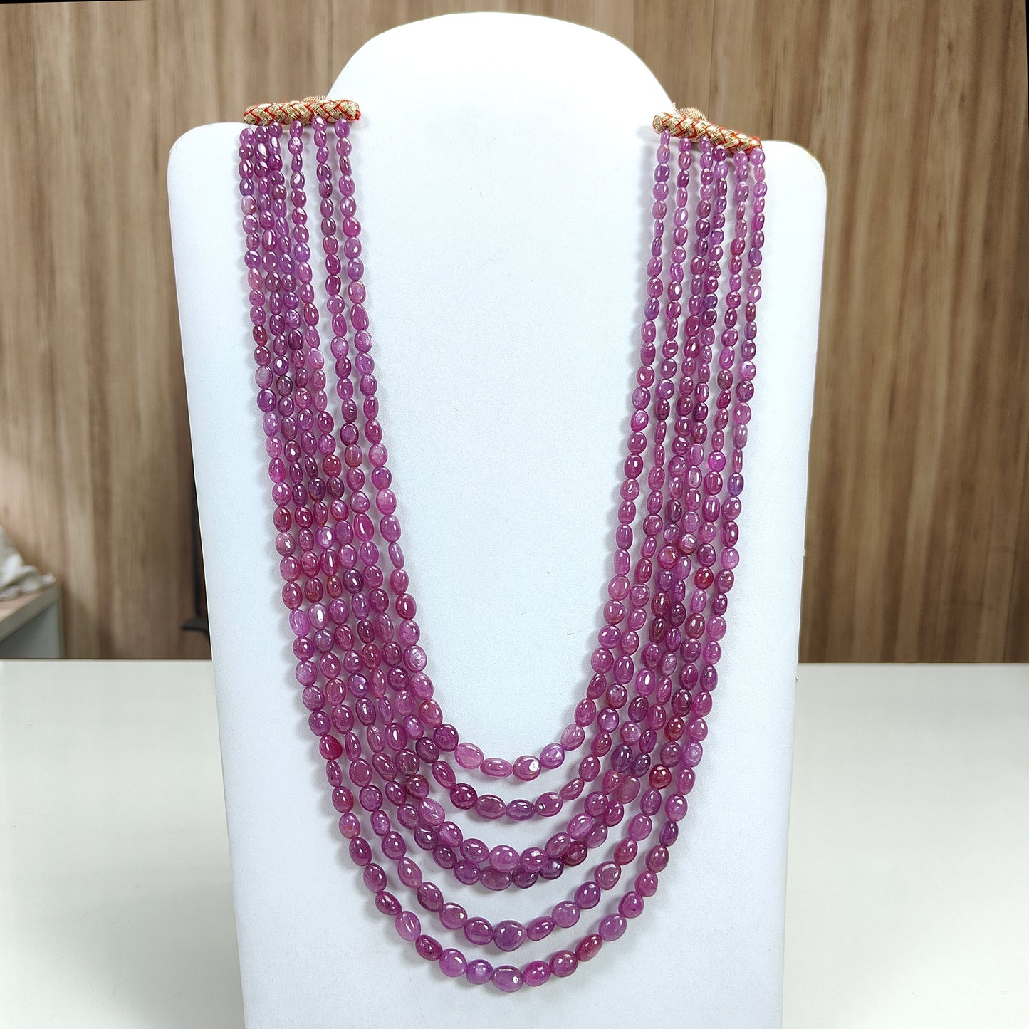200.40gms Red Ruby Natural Untreated Plain Oval Necklace 5*4mm - 9*7mm 18" - 24"
