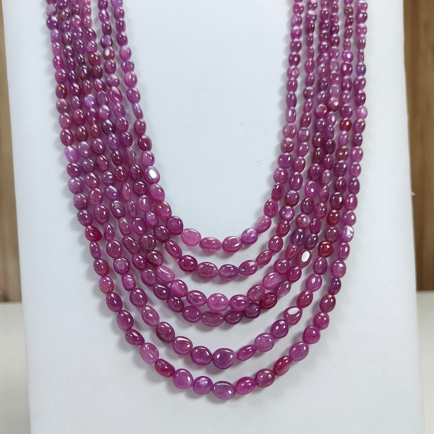 200.40gms Red Ruby Natural Untreated Plain Oval Necklace 5*4mm - 9*7mm 18" - 24"