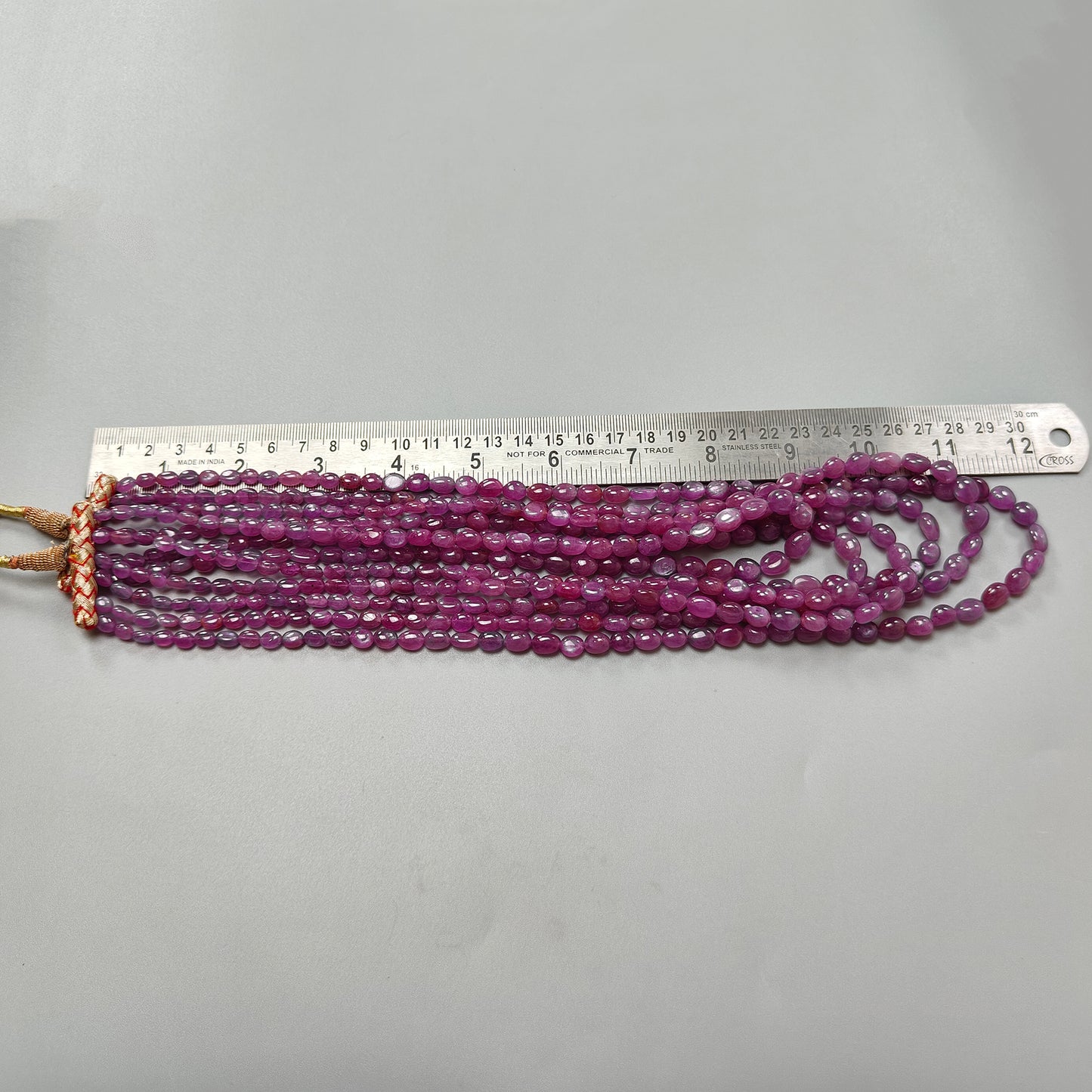 200.40gms Red Ruby Natural Untreated Plain Oval Necklace 5*4mm - 9*7mm 18" - 24"