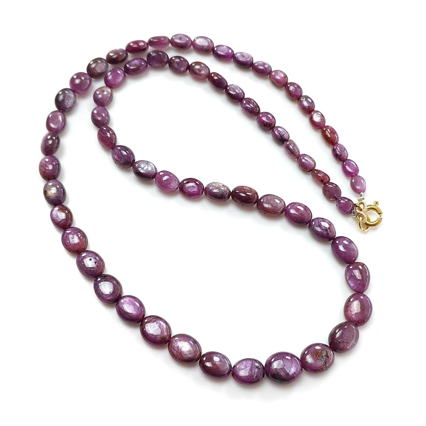 Pink Sapphire Gemstone Beads Necklace: 179.40cts Natural Untreated Raspberry Sheen Sapphire Plain Oval Brass Necklace 7*5mm - 11*9mm 20"