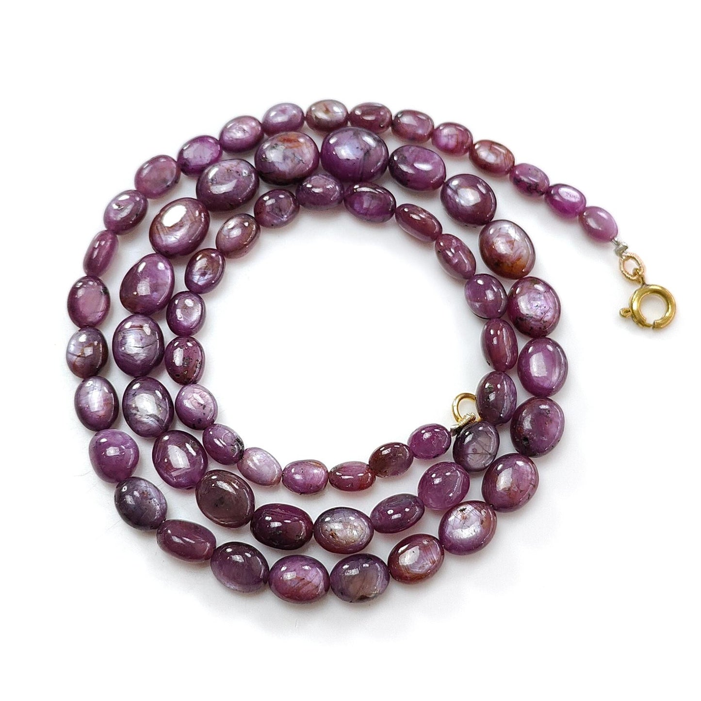 Pink Sapphire Gemstone Beads Necklace: 179.40cts Natural Untreated Raspberry Sheen Sapphire Plain Oval Brass Necklace 7*5mm - 11*9mm 20"