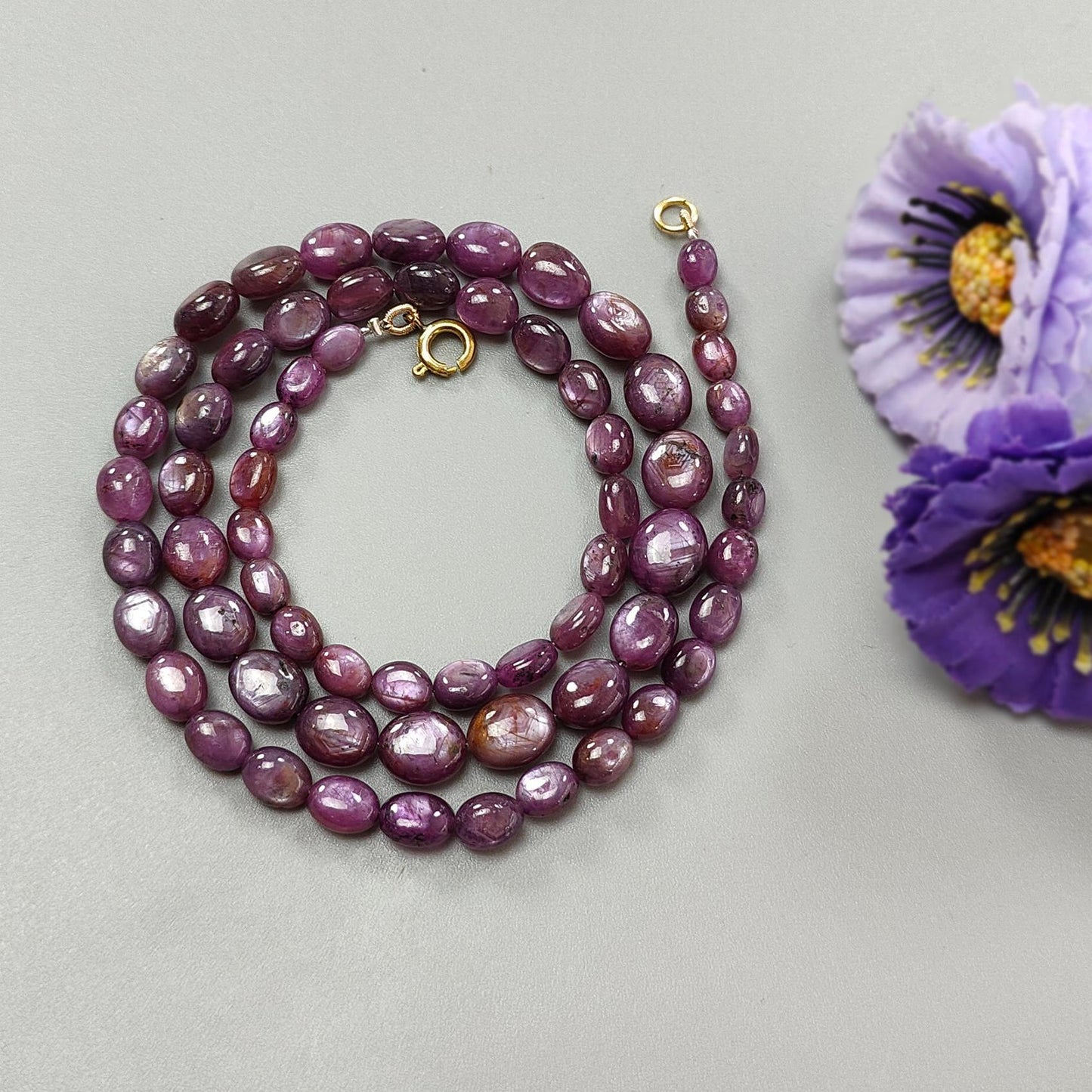 Pink Sapphire Beads Necklace