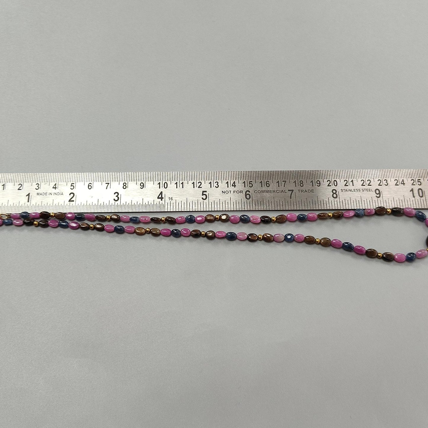 Multi Sapphire Gemstone Beads Necklace: 84.00cts (Approx) Natural Untreated Unheated Sapphire Plain Oval Brass Necklace 6*4mm - 7*5mm 20"