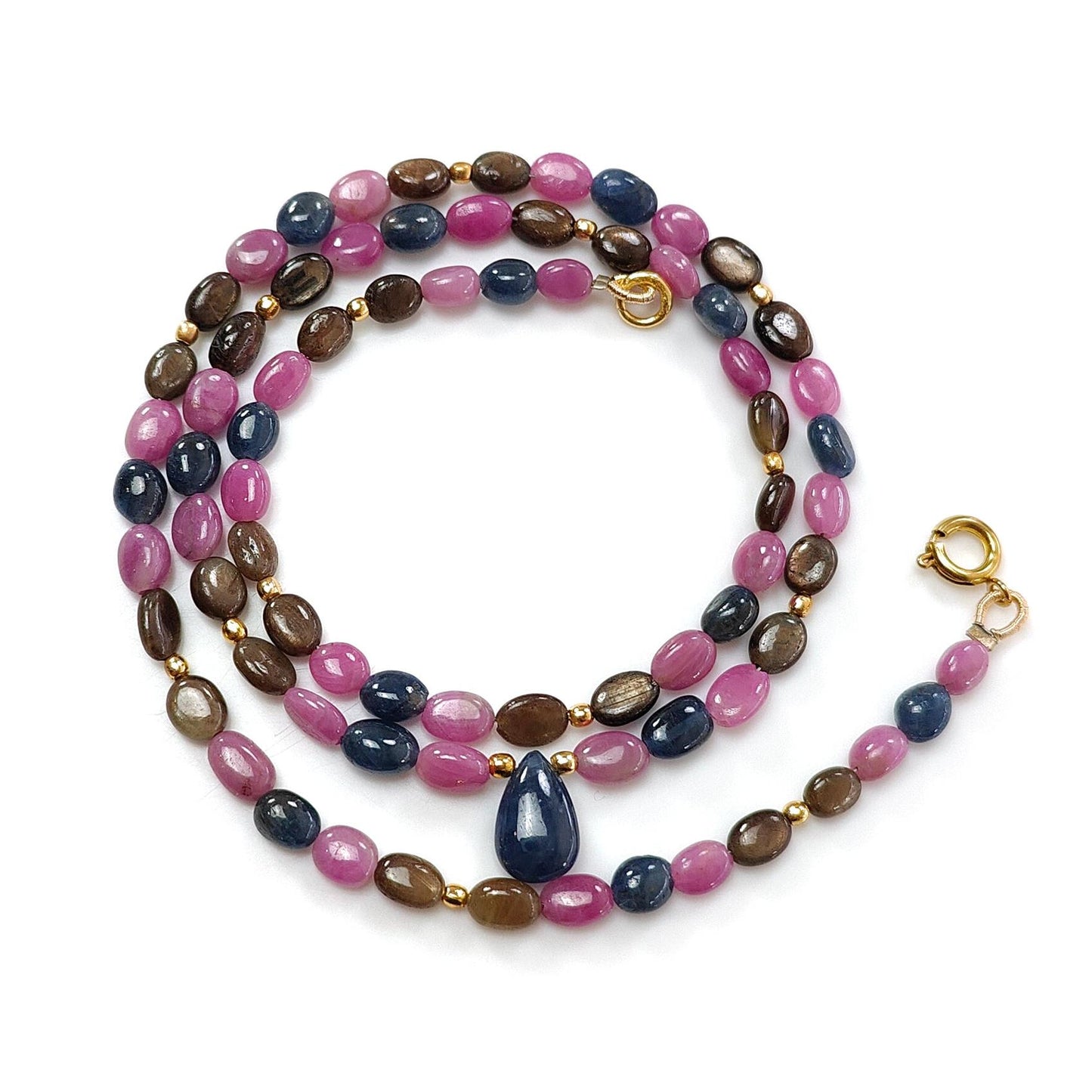 Multi Sapphire Beads Necklace
