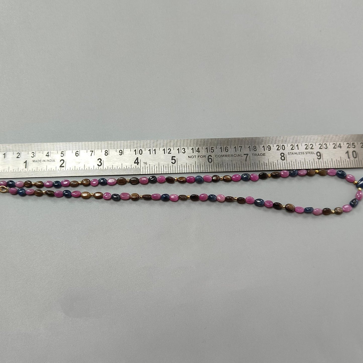 Multi Sapphire Gemstone Beads Necklace: 85.00cts (Approx) Natural Untreated Unheated Sapphire Plain Oval Brass Necklace 6*4mm - 7*5mm 21"