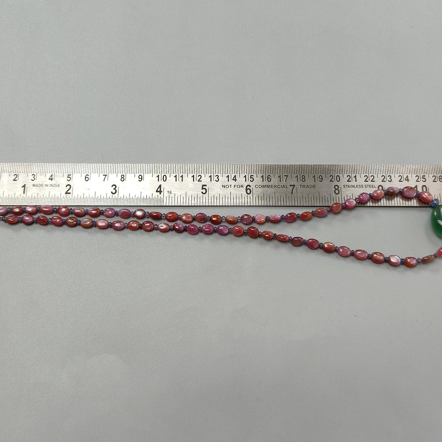 Pink Sapphire Beads Necklace: 126.60cts Natural Untreated Pink, Blue Sapphire & Green Quartz Gemstone Plain Oval Necklace 7*5mm - 8*6mm, 21"