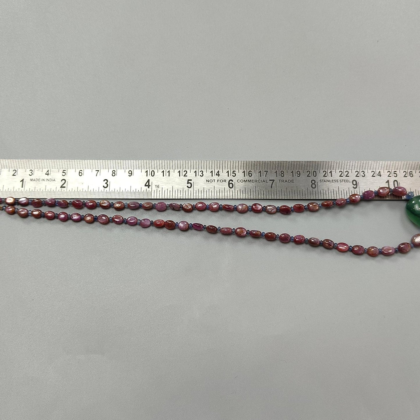 Pink Sapphire Beads Necklace: 134.00cts Natural Untreated Pink, Blue Sapphire & Green Quartz Gemstone Plain Oval Necklace 6*4mm - 9*7mm, 22"