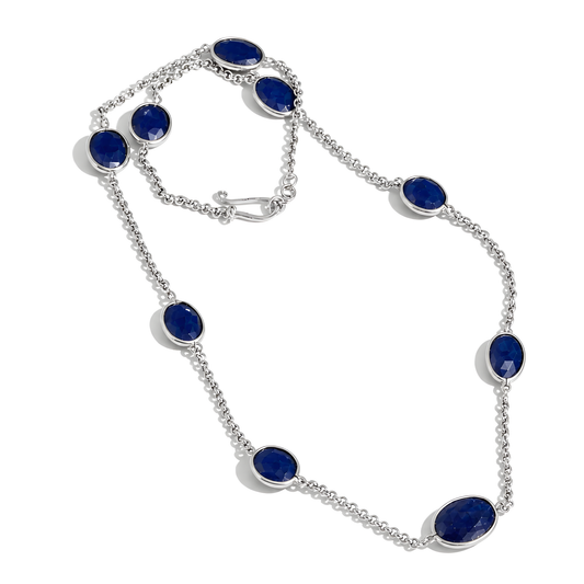 blue sapphire gemstone 925 silver necklace