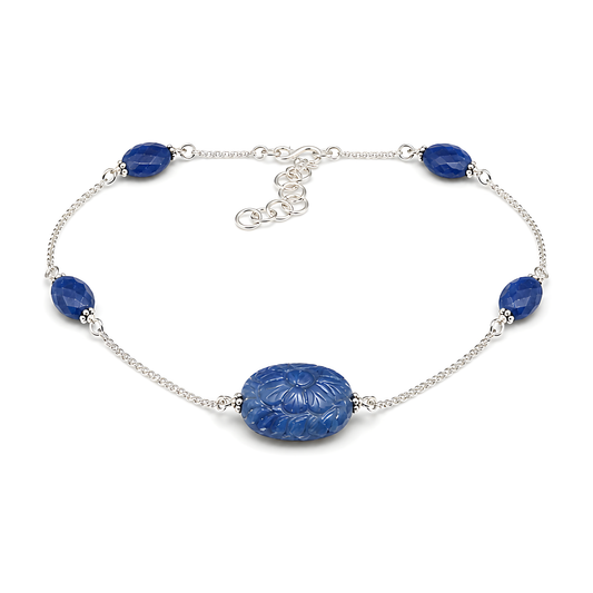 blue saapphire gemstone silver necklace