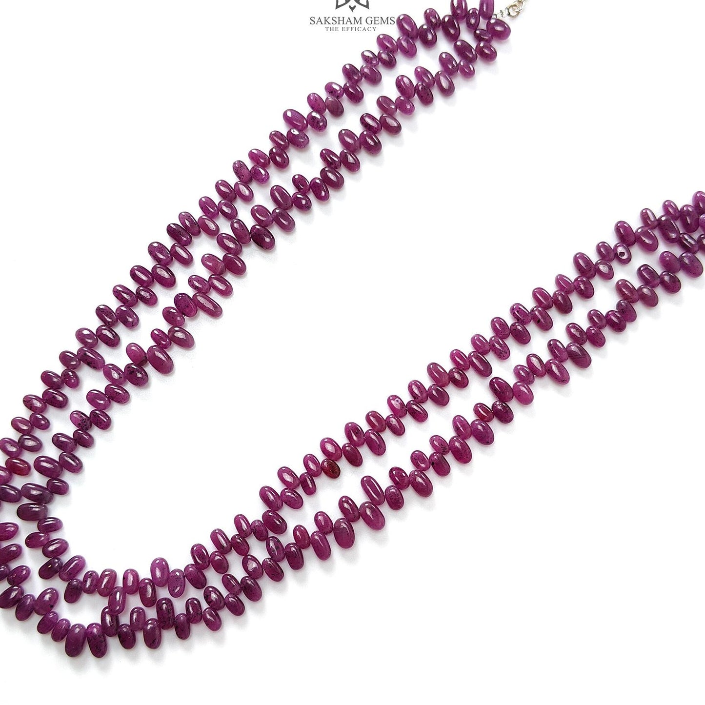 Ruby Beads Necklace: 307.80cts Natural Untreated Ruby Gemstone Plain 925 Sterling Silver Oval Shape 16"-18" Necklace