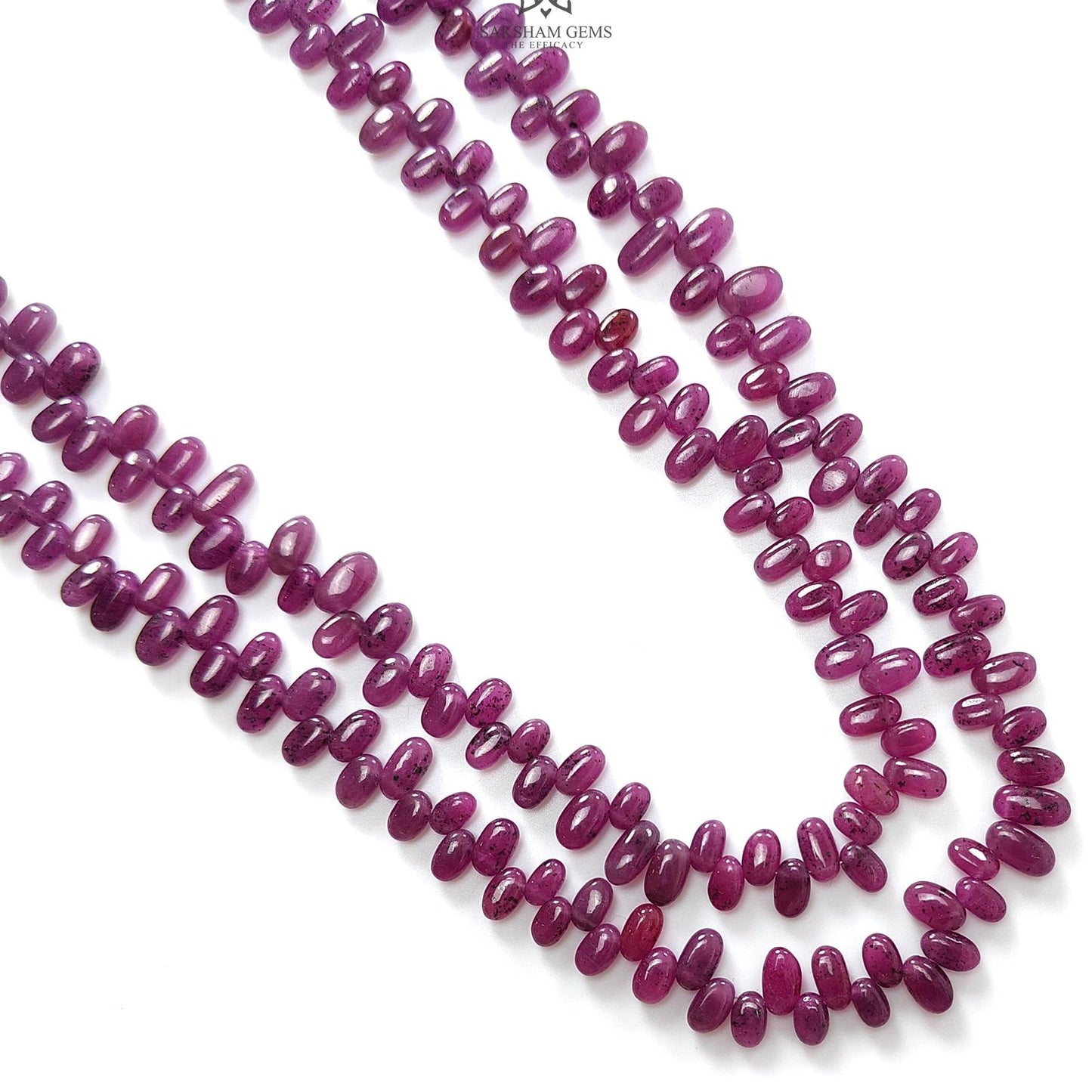 Ruby Beads Necklace: 307.80cts Natural Untreated Ruby Gemstone Plain 925 Sterling Silver Oval Shape 16"-18" Necklace