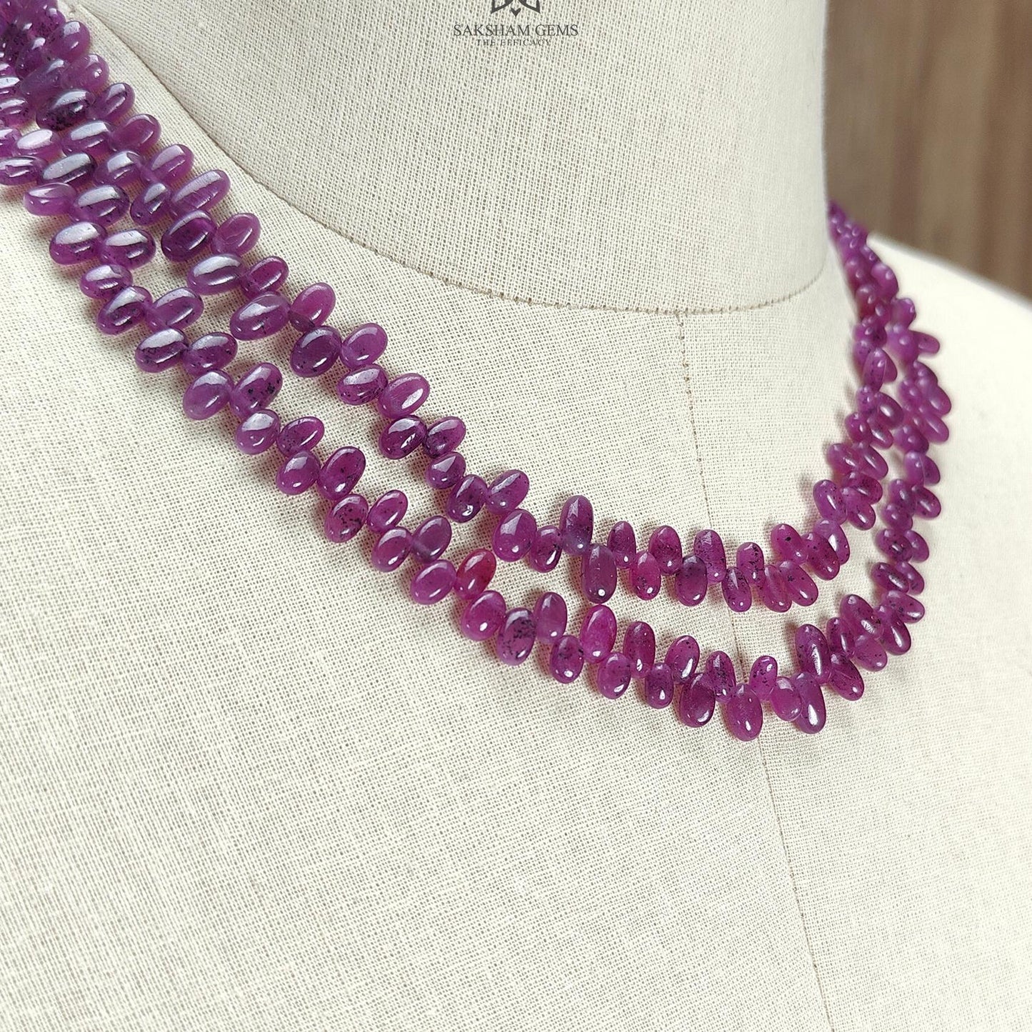 Ruby Beads Necklace: 307.80cts Natural Untreated Ruby Gemstone Plain 925 Sterling Silver Oval Shape 16"-18" Necklace