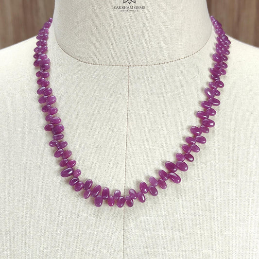 Ruby Beads Necklace : 191.20cts Natural Untreated Ruby Gemstone Plain 925 Sterling Silver Oval Shape 20" Necklace