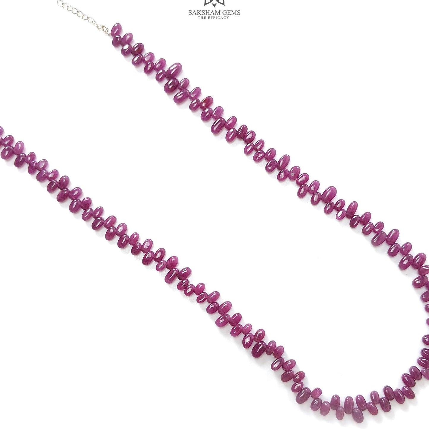 Ruby Beads Necklace : 191.20cts Natural Untreated Ruby Gemstone Plain 925 Sterling Silver Oval Shape 20" Necklace